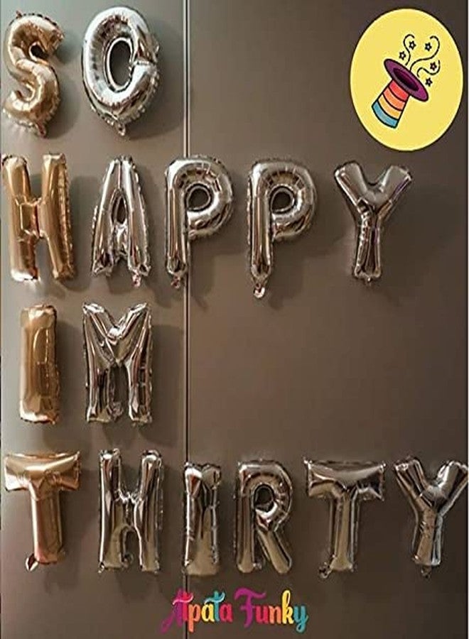 Atpata Funky So Happy I Am Thirty Text Foil Balloons 16 inches, Multicolour (Foil-SHIT30) - Image 3